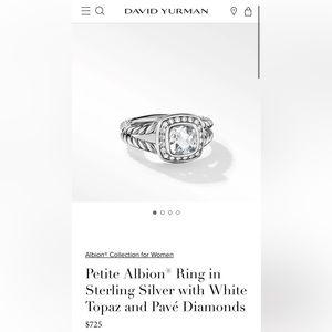 David Yurman Petite Albion Ring, White Topaz